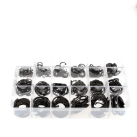 Confezione assortimento di anelli elastici interni acciaio nero Din 472