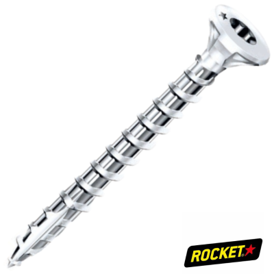 VBA Rocket Tête Fraisée Torx Acier Zingué Blanc Filetage Total