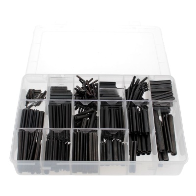 Confezione assortimento di coppiglie elastiche acciaio nero Din 1481