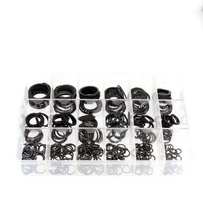 Confezione assortimento di anelli elastici esterni acciaio nero Din 471